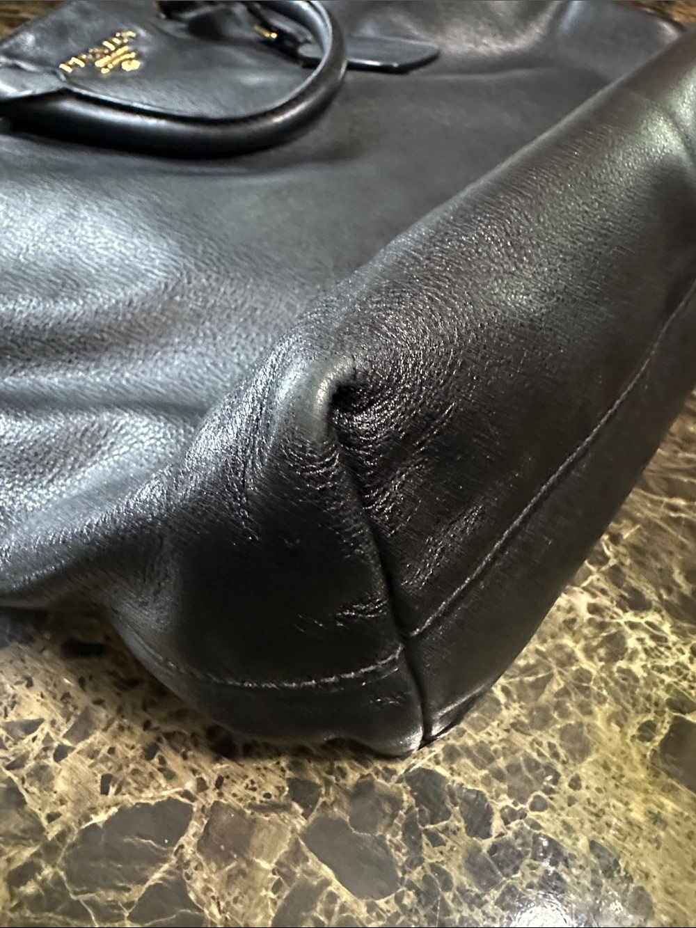 Prada Black Leather Tote with Gold Hardware Accents - Picture 13 of 15